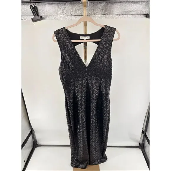 DRESS THE POPULATION Black Sequin Halter Low back midi Cocktail dress Size XXL - Picture 4 of 10